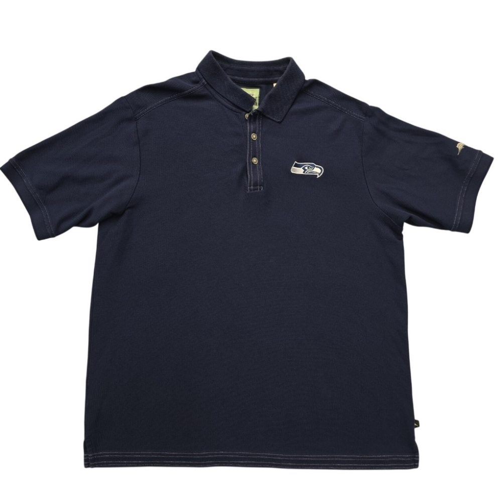 Tommy Bahama Seattle Seahawks NFL Emfielder Icon Polo Shirt Men's Large Blue
